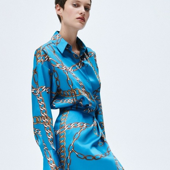 Zara Tops - Zara Woman Printed Chain Button down Blouse
